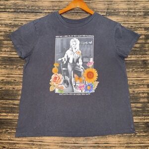 Dolly Parton If You Want The Rainbow Quote Gray Shirt Graphic Tee Womens Size M